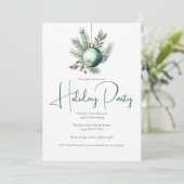 Chic Watercolor Green Ornament Party Einladung (Stehend Vorderseite)