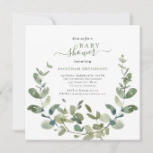 Chic Watercolor Greenerity Wreath Baby Shower Einladung (Vorderseite)