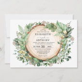 Chic Watercolor Greenery Botanischer Wald Hochzeit Einladung (Vorderseite)