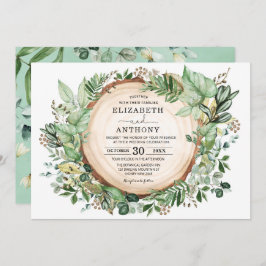 Chic Watercolor Greenery Botanischer Wald Hochzeit Einladung