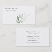 Chic Watercolor Greenery Classic Business Card Visitenkarte (Vorne/Hinten)