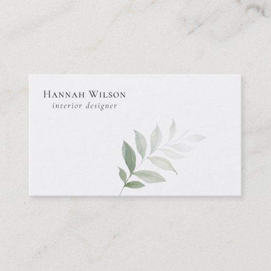 Chic Watercolor Greenery Classic Business Card Visitenkarte (Vorderseite)