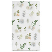 Chic Watercolor Grüne und Weiße Blume Blumen Kleine Geschenktüte (Rückseite)