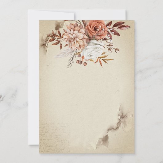 Chic Watercolor Herbst Blume Empfang Einladung (Rückseite)