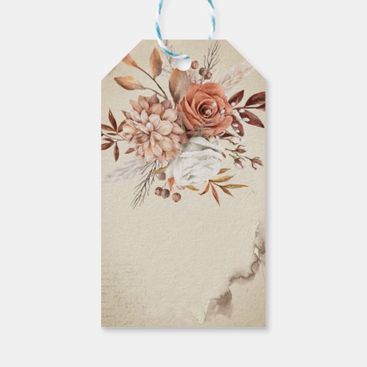 Chic Watercolor Herbst-Blume Geschenkanhänger (Rückseite)