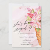 Chic Watercolor Ice Creme Brautparty Einladung (Vorderseite)