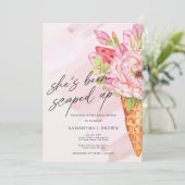Chic Watercolor Ice Creme Brautparty Einladung (Stehend Vorderseite)
