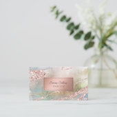 Chic Watercolor Imitats Rose Golden Fossil Visitenkarte (Stehend Vorderseite)