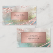 Chic Watercolor Imitats Rose Golden Fossil Visitenkarte (Vorne/Hinten)