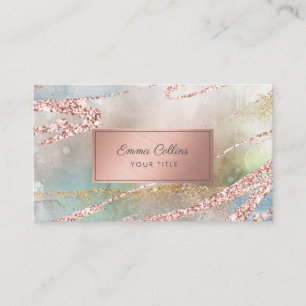 Chic Watercolor Imitats Rose Golden Fossil Visitenkarte