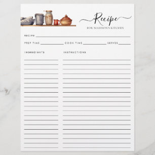 Chic Watercolor Kitchen Shelf Pots Utensils Rezept