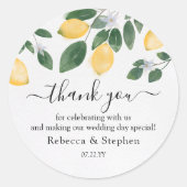 Chic Watercolor Lemon & Greenerity Wedding Vielen  Runder Aufkleber (Vorderseite)