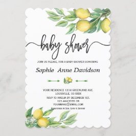 Chic Watercolor Lemon Tropical BABY SHOWER Einladung