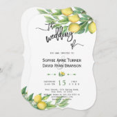 Chic Watercolor Lemon Tropical Handwriting Wedding Einladung (Vorne/Hinten)