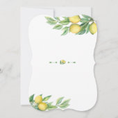 Chic Watercolor Lemon Tropical Handwriting Wedding Einladung (Rückseite)