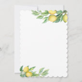 Chic Watercolor Lemon Tropical Holy Communion Einladung (Rückseite)