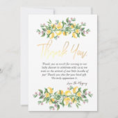 Chic Watercolor Lemons Botanische Blume Dankeskarte (Vorderseite)