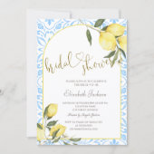 Chic Watercolor Lemons Bridal Shower  Einladung (Vorderseite)