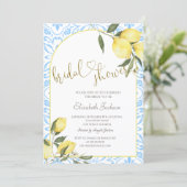 Chic Watercolor Lemons Bridal Shower Einladung (Stehend Vorderseite)