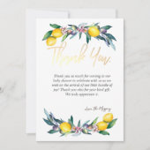 Chic Watercolor Lemons Olives Dankeskarte (Vorderseite)