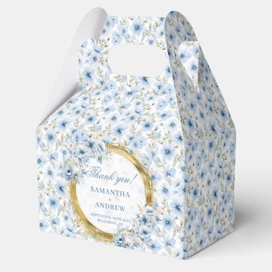 Chic Watercolor Light Blue Gold Hochzeit Vielen Da Geschenkschachtel