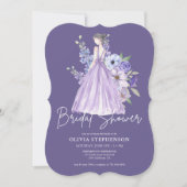 Chic Watercolor Lila Blume Script-Brautparty Einladung (Vorderseite)