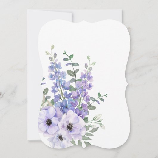 Chic Watercolor Lila Blume Script-Brautparty Einladung (Rückseite)
