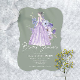 Chic Watercolor Lila Blume Script-Brautparty Einladung