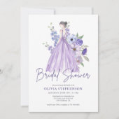 Chic Watercolor Lila Blume Script-Brautparty Einladung (Vorderseite)