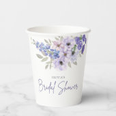 Chic Watercolor Lila Blume Script-Brautparty Pappbecher (Rückseite)