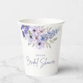 Chic Watercolor Lila Blume Script-Brautparty Pappbecher (Vorderseite)