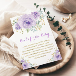 Chic Watercolor Lila Floral Girl Babydusche Begleitkarte