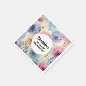 Chic Watercolor Lüstern Blumenmuster Serviette (Ecke)