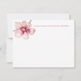 Chic Watercolor Magnolia Mitteilungskarte