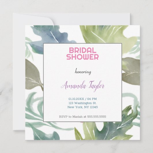 Chic Watercolor Minimalistisches Brautparty Einladung (Vorderseite)