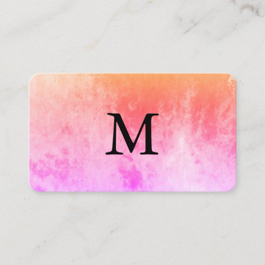 Chic Watercolor mit Monogramm Visitenkarte (Vorderseite)