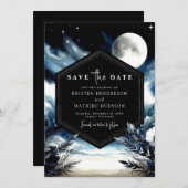 Chic Watercolor Moonlit Wedding Save The Date (Vorne/Hinten)