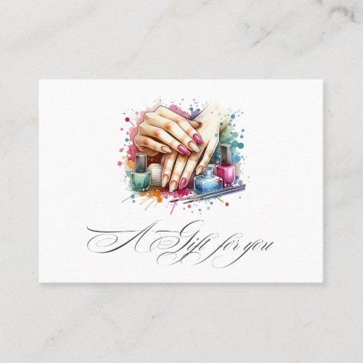 Chic Watercolor Nail Salon Geschenkgutschein Visitenkarte (Vorderseite)