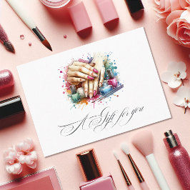 Chic Watercolor Nail Salon Geschenkgutschein Visitenkarte