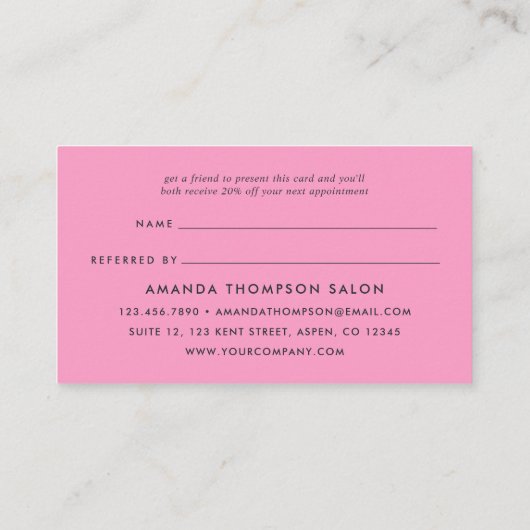 Chic Watercolor Nail Salon Referenz Empfehlungskarte (Rückseite)