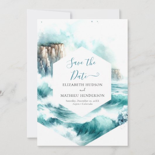 Chic Watercolor Nautical Wedding Save The Date (Vorderseite)