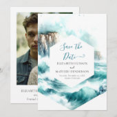 Chic Watercolor Nautical Wedding Save The Date (Vorne/Hinten)
