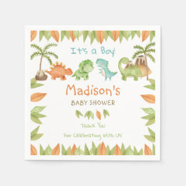 Chic Watercolor Niedlich Dinosaur Baby Dusche Gebu Serviette