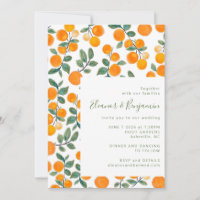 Chic Watercolor Orange Citrus Fruit Script Wedding
