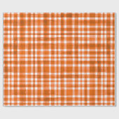 Chic Watercolor Orange Kariertes Muster Geschenkpapier (Flach)