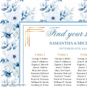 Chic Watercolor Pastel Blue Gold Seekarte Poster