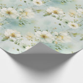 Chic Watercolor pastellgrün-weiße Wildblumen Geschenkpapier (Ecke)