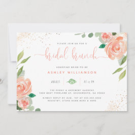 Chic Watercolor Peonies & Eucalyptus Bridal Brunch Einladung
