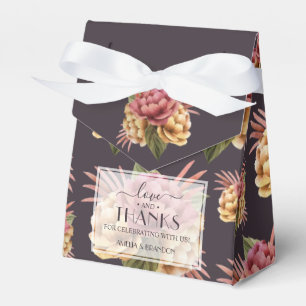 Chic Watercolor Peonies Floral on Lila Brown Geschenkschachtel