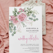 Chic Watercolor Peony Elegante Hochzeit Einladung